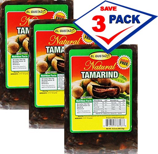 Tamarind Pulp Sugar Free with Seeds 15.5 oz Pack of 3